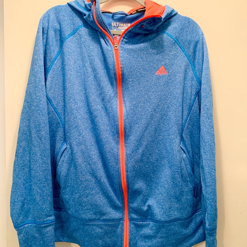 Adidas Climawarm Blue and Pink Hoodie Sweatshirt